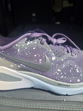 Nike Purple React Running Shoe with Paint Speckle